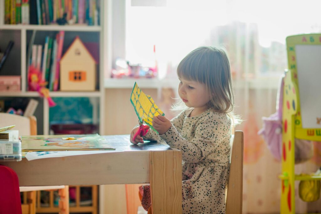 Child playing at table