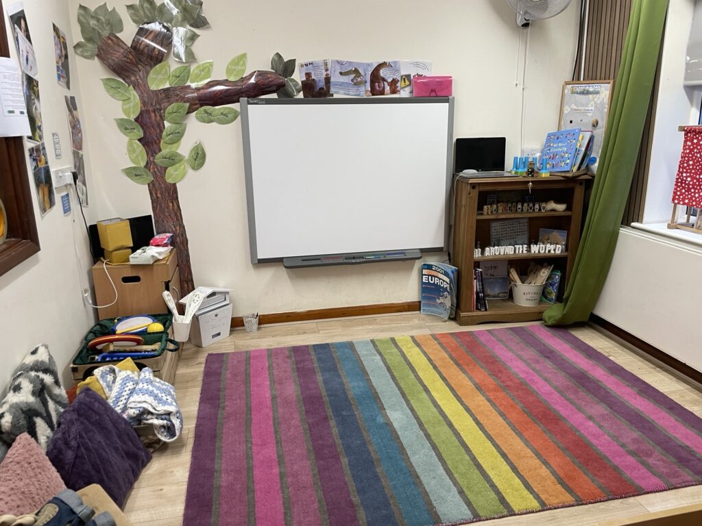 Kids playing room with whiteboard